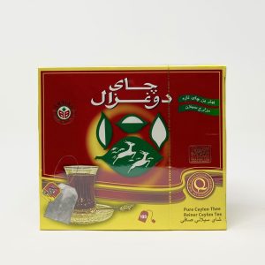 چای کیسه ای(تی بگ) خالص سیلان دو غزال حاوی ۱۰۰عدد تی بگ
