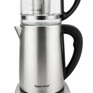 چای ساز به همراه قوری تفاله گیر تمام لمس حجم ۱ لیتر برند super crest