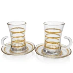 ست ۶ عددی استکان دور طلایی به همراه نلبکی دور طلایی برندGlassware