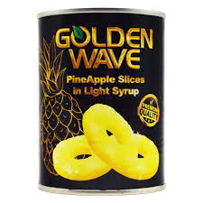 کامپوت آناناس برند GOLDEN WAVE وزن ۵۶۵ گرم
