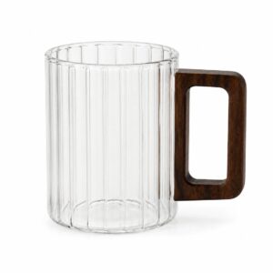 لیوان شیار دار دسته چوبی